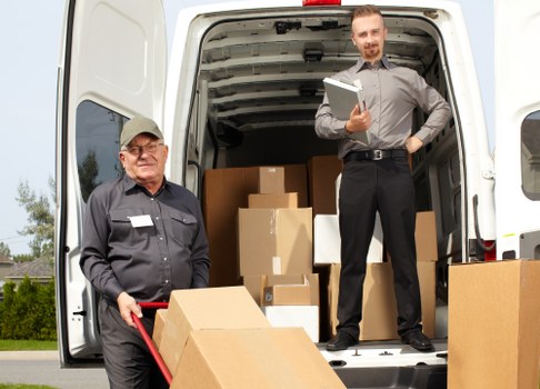 Commercial removals vehicle and office equipment for a Maida Vale move