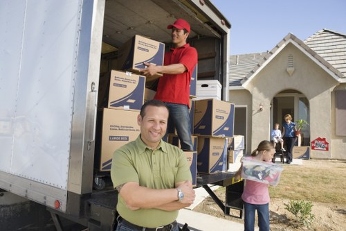 Moving team assessing safety before a house move