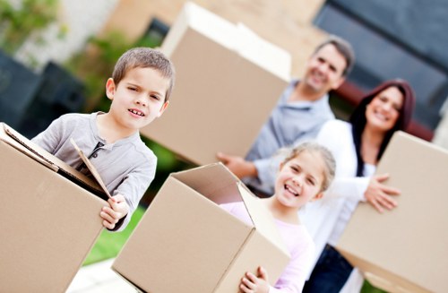 Packed boxes and study items ready for student removals in Maida Vale